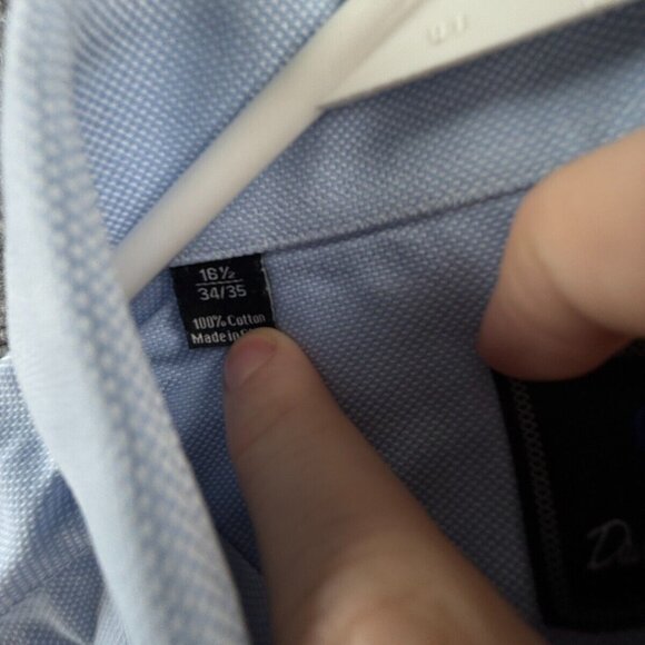 David Donahue Long Sleeve Button Up Shirt Men Cotton Trim Fit 16.5 34/35 Blue ** - Picture 9 of 16